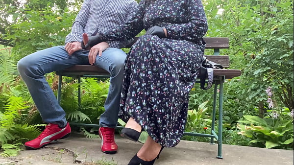 Gorgeous MILF jerks my cock outdoors and blows cum for her cuckold husband